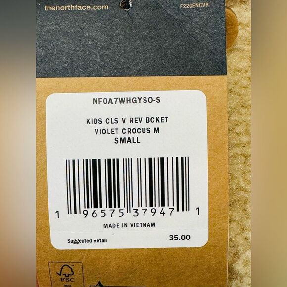 NWT The North Face Class V Reversible Bucket Hat in Violet Crocus Kids' Sz S - Picture 7 of 11